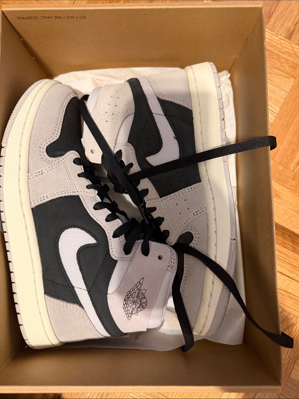 Jordan High-Top Sneakers in Gray, Black & White
